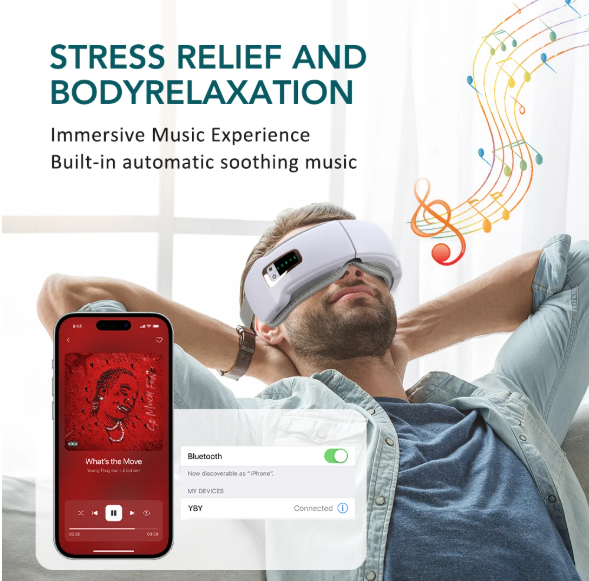 Foldable Eye Air Pressure Massager Airbag Vibration Massage Hot Compress Bluetooth Music Relieve Eye Dry Fatigue Smart Glasses