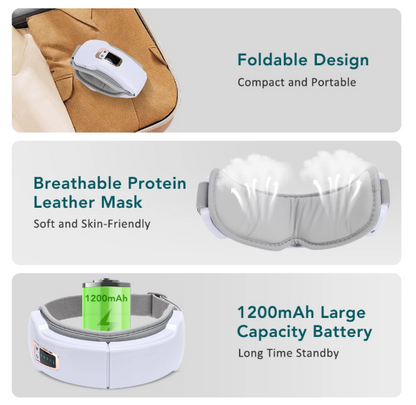 Foldable Eye Air Pressure Massager Airbag Vibration Massage Hot Compress Bluetooth Music Relieve Eye Dry Fatigue Smart Glasses